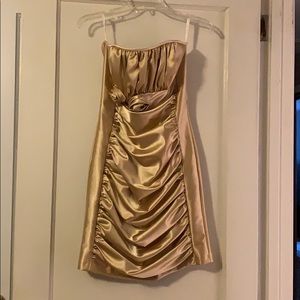 Jessica McClintock gold cocktail dress